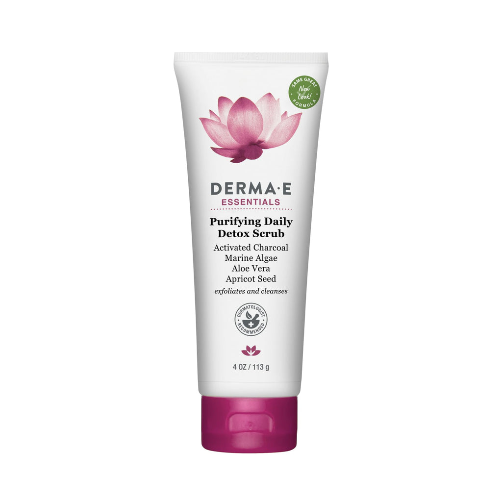 DERMA E Purifying Daily Facial Detox Scrub with Activated Charcoal and Seaweed Extract –Exfoliating Face Scrub Cleanses, Smooths and Brightens, 4oz