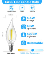 DAYBETTER Chandelier Light Bulbs, Candelabra Light Bulbs 40 Watt Equivalent E12 LED Bulb Dimmable, 5000K Daylight White, 4.5W 400LM, Flame Tip Vintage Candle Light Bulb, 24 Pack