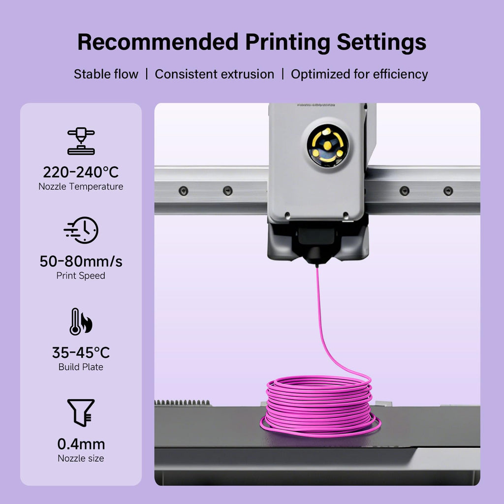 EONO3D Matte TPU Filament 1.75mm, 1kg - Shore 95A Flexible & Durable TPU, Matte Purple, Low-Gloss Matte Finish, Minimal Layer Lines, for Phone Cases, Wearables & Functional Parts