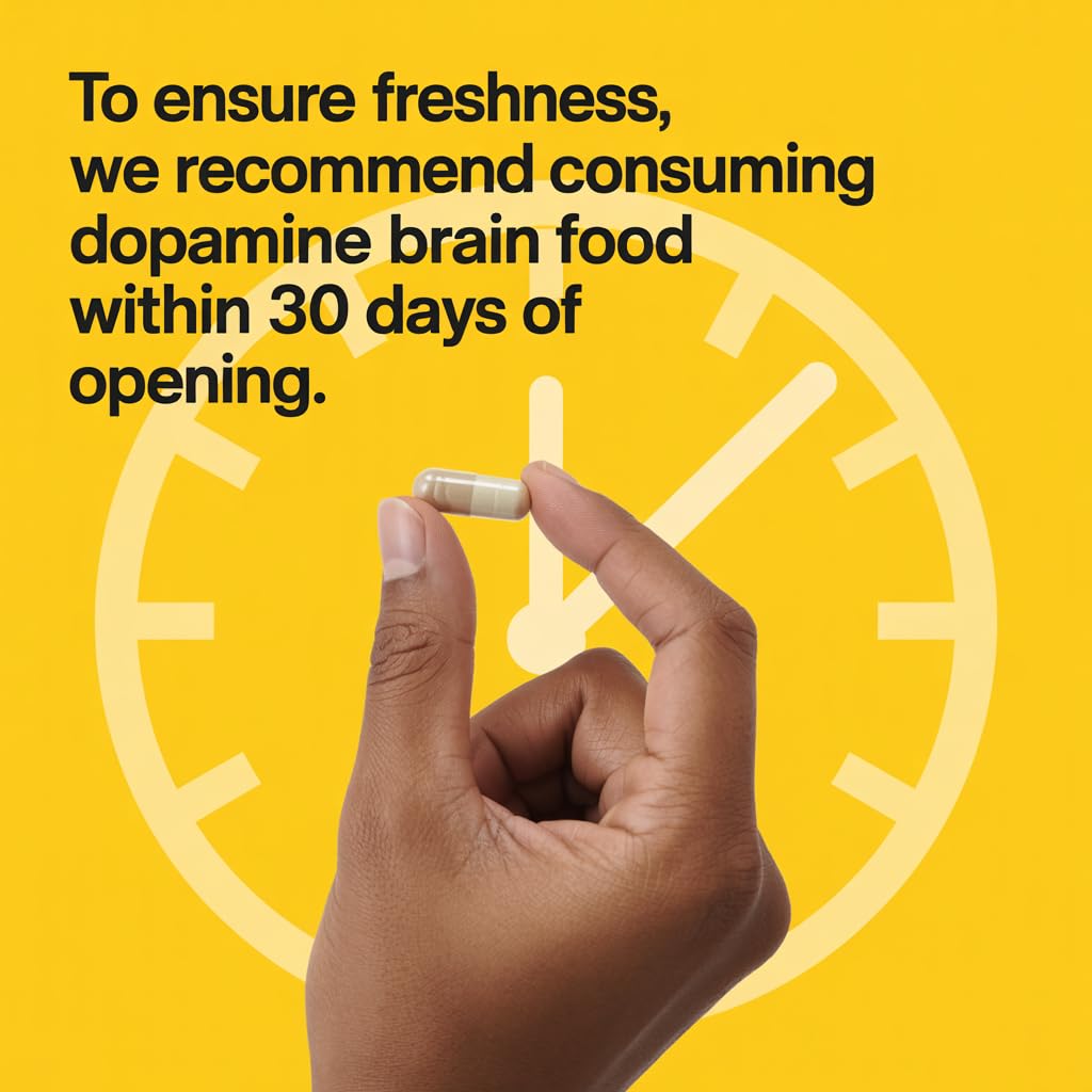 CJMJIM Dopamine Brain Food - 60 Veg Capsules | All Natural Neurotransmitter Support for Mental Alertness | Promotes Dopamine Production | Brain Food with L - Phenylalanine, L - Tyrosine (1)