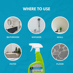 StoneTech Mold and Mildew Stain Remover Cleaning Kit | Kitchen, Patio, Shower, and Bathroom Cleaner for Natural Stone, Tile, and Grout, 2-Pack 24-Ounce Spray with Microfibers and Crevice Brushes