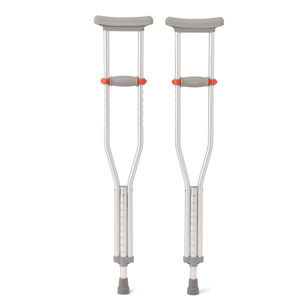 Medline Lightweight Aluminum Red Dot Crutches, For Patients 5’1”–5’-9”, Walking Aid For Adults & Seniors Comfortably Supports Up To 300lbs.