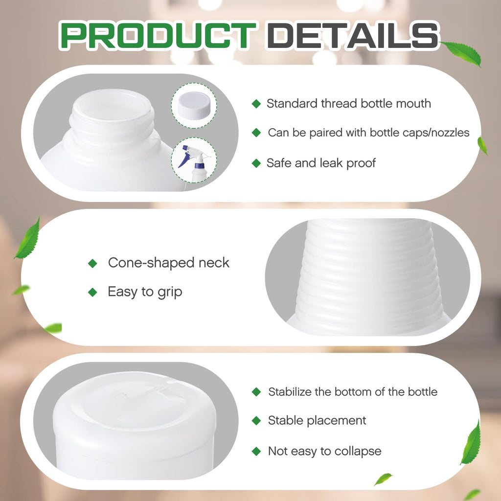 Honeydak 10 Pcs Chemical Resistant 32 oz Bottles, Hdpe Plastic
