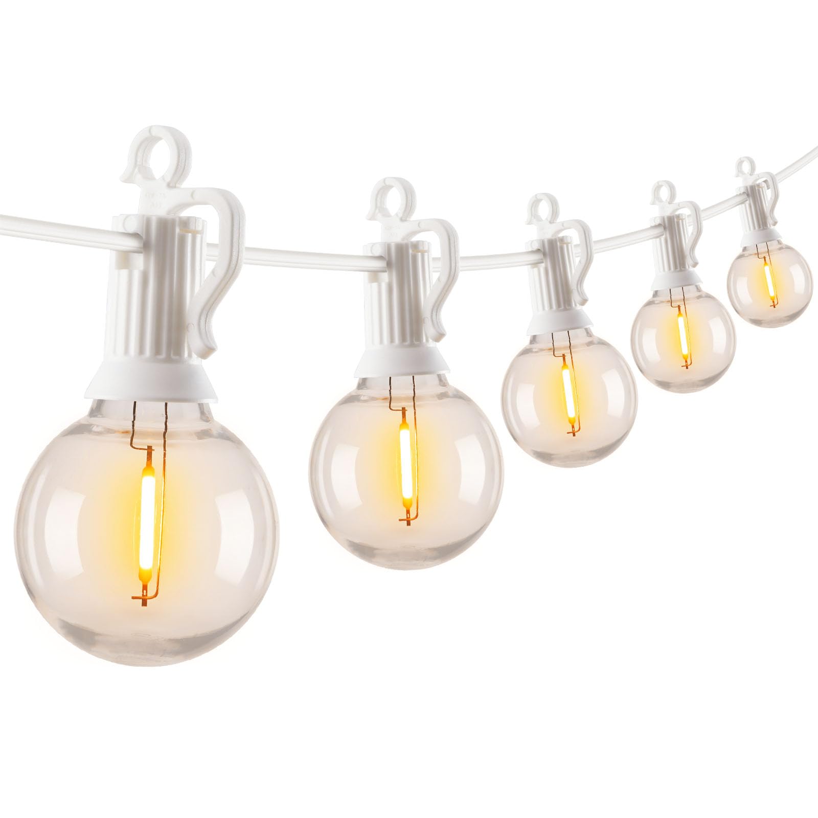 Brightown 29 Feet LED Outdoor String Lights with Shatterproof G40 Edison Bulbs, Connectable and Weatherproof Strand, Commercial Grade Patio Lights for Backyard Garden Patio Decorative, White