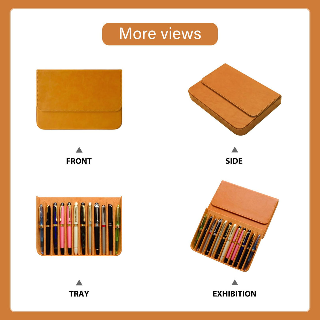 MIVLXLX 12 Slot Fountain Pen Case, Handmade Magnetic,Christmas Gift (brown)