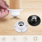 Dear Self Adhesive Caster Wheels for Furniture, Storage Box, Trash Can - Stainless Steel Universal Pulley 360 Degree Rotating Swivel Wheels - 0.8 Inch Low Profile - White - 12 Pack