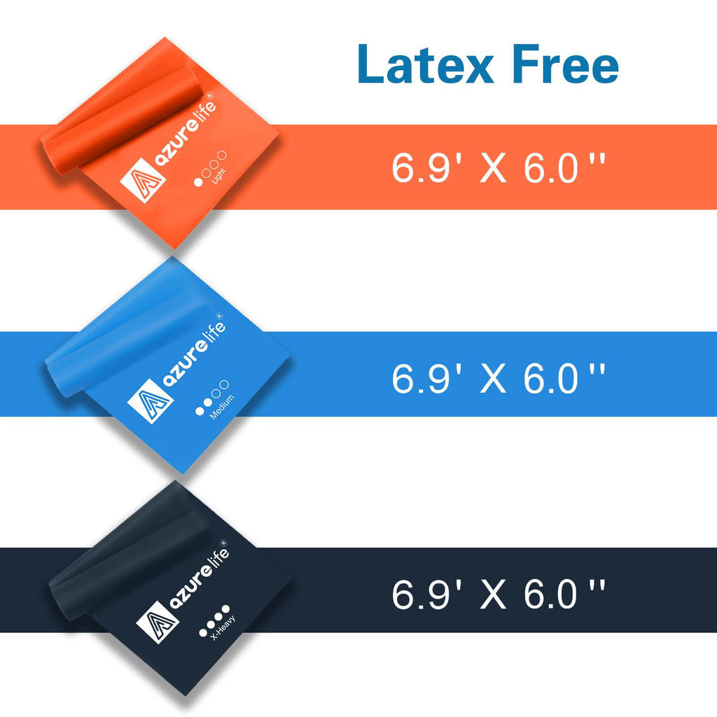 A AZURELIFE Resistance Bands,Professional Long Non-Latex Elastic Stretch Bands,Exercise Bands for Physical Therapy, Yoga, Pilates, Rehab, at-Home or The Gym Workouts, Strength Training