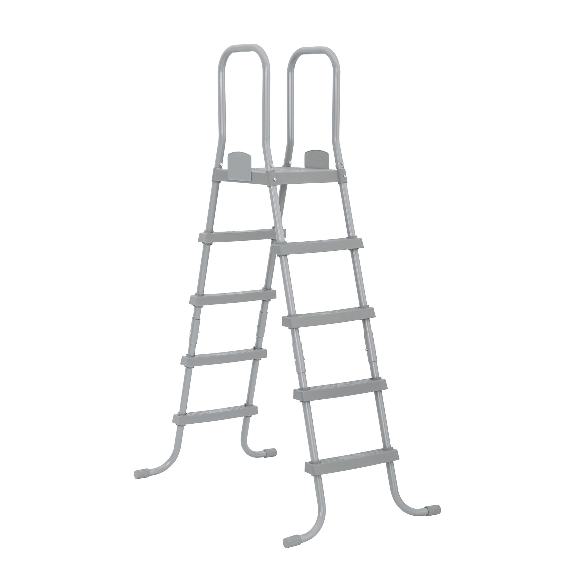 Bestway Flowclear 52 Inch Versatile Metal A Frame Above Ground Swimming Pool Ladder with Heavy Duty Plastic Double Sided Steps