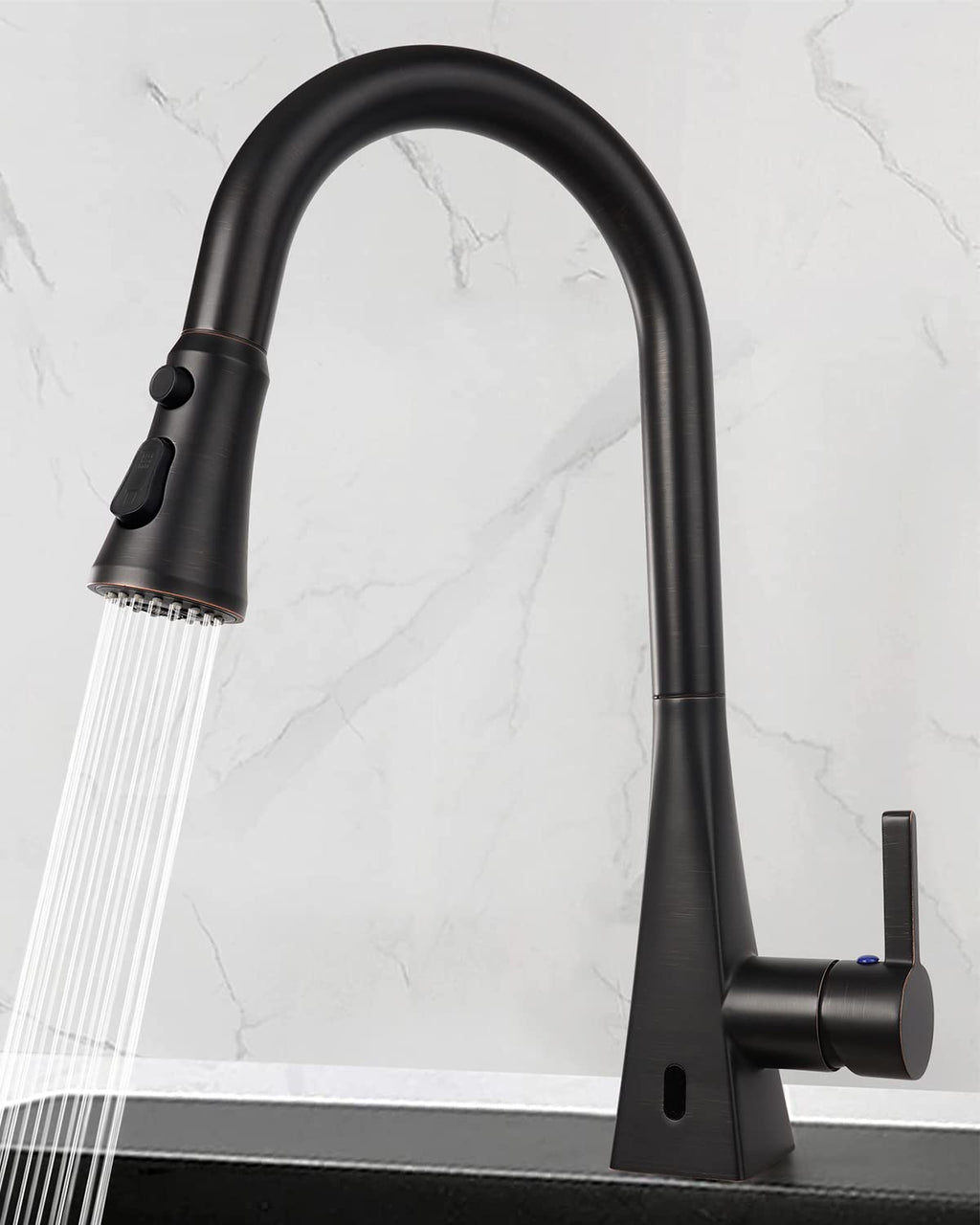 Hibbent Pull Down Kitchen Faucet Head Replacement, 3-Function NSF/ANSI/CAN 61 & CUPC Certified Sink Spray Nozzle, 15 Adapters, Compatible with Moen, Delta, Kohler Faucets, Oil-Rubbed Bronze