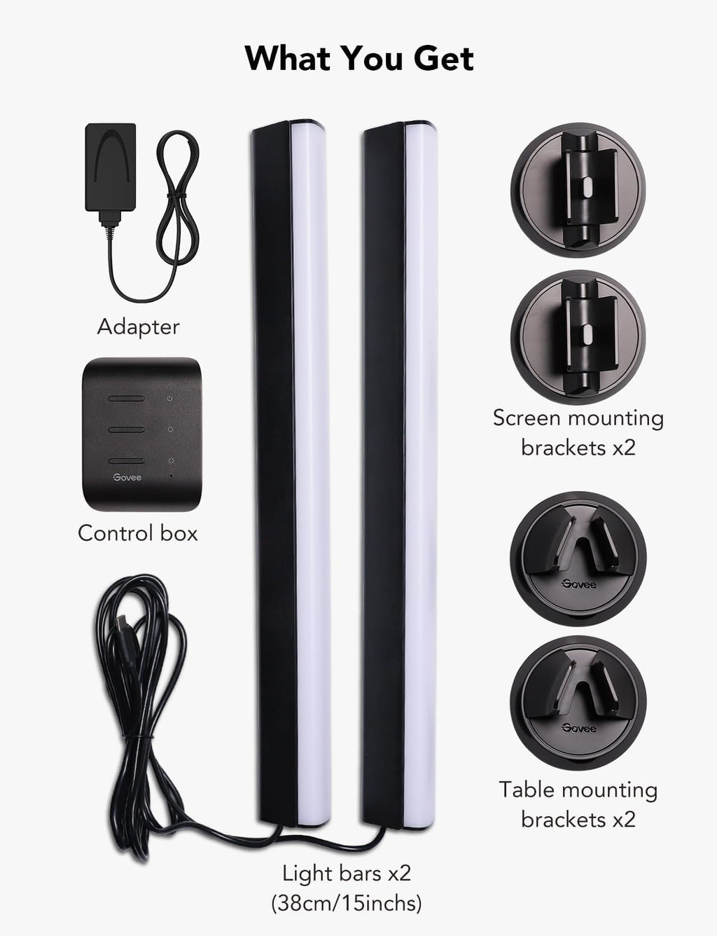 Govee RGBIC Light Bars, 15 Inches WiFi TV Backlight Suitable for 45-70 inch TVs, Smart Light Bars with Multiple Placement Options, Work with Alexa and Google Assistant, Black