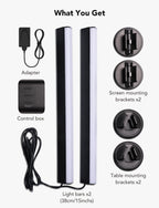 Govee RGBIC Light Bars, 15 Inches WiFi TV Backlight Suitable for 45-70 inch TVs, Smart Light Bars with Multiple Placement Options, Work with Alexa and Google Assistant, Black