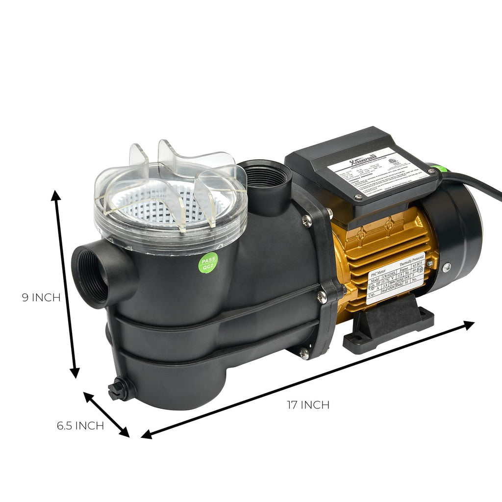 XtremepowerUS 3/4HP Swimming Pool Pump (2400GPH) Pond Self Prime Above-Ground Pond Spa Pool Pump w/ Strainer Basket 1.5"NPT Listed