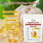 Elare Aged Garlic Extract Capsules 7500mg Odorless - 300 Count, Garlic Supplement, 2-Year Matured - for Heart & Immune Support, Non-GMO, Gluten-Free