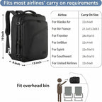 MATEIN Carry on Backpack, Extra Large Travel Backpack Expandable Airplane Approved Weekender Bag for Men and Women, Water Resistant Lightweight Daypack for Flight 40L, Black