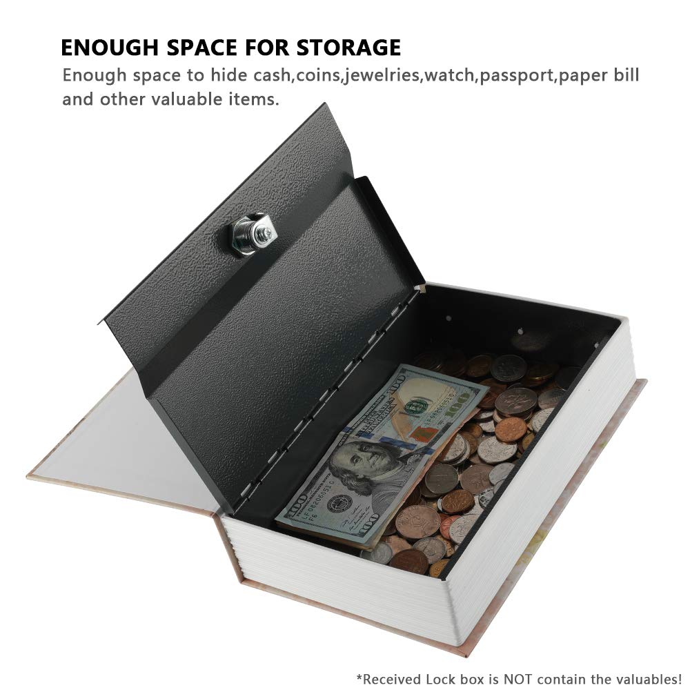 KYODOLED Diversion Book Safe with Key Lock, Secret Safe Metal Lock Box,Money Storage Collection Box,9.5" x 6.1" x 2.2" Paris Large