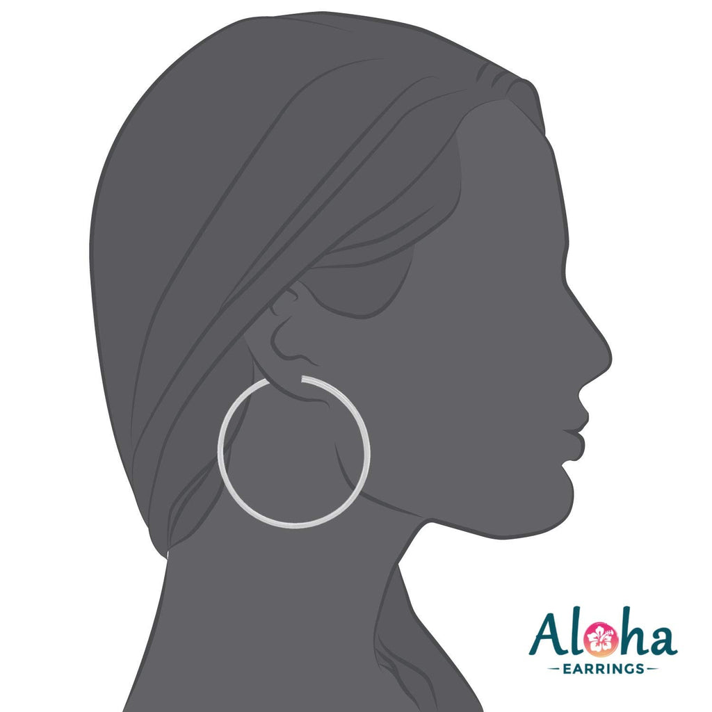 Clip On Spring Hoop Earrings for Non-Pierced Ears (60mm, Bright Silver-Tone)