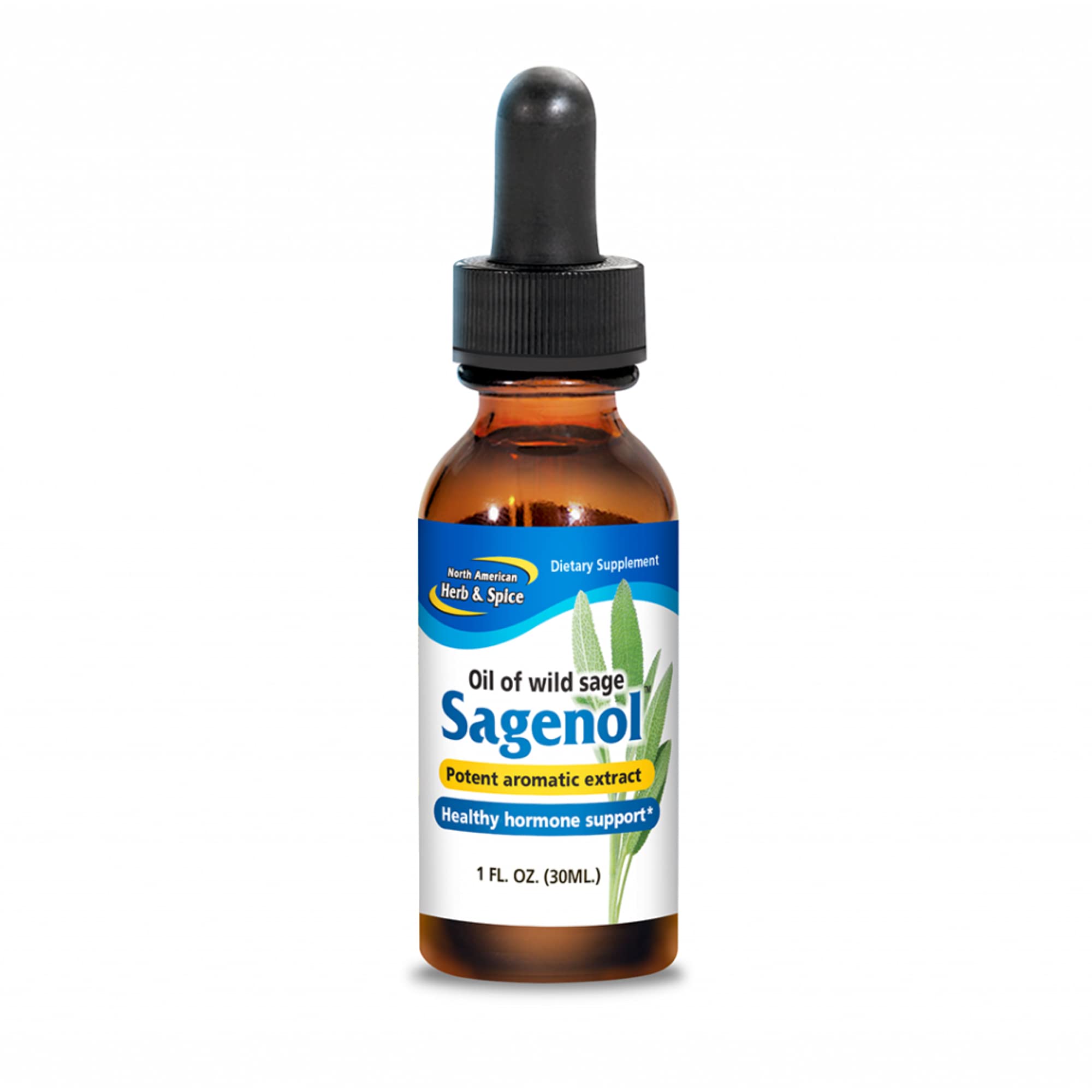 NORTH AMERICAN HERB & SPICE Sagenol - 1 fl. oz. - Wild Sage Oil - Healthy Hormone Support, Antioxidant Power - Non-GMO - 60 Servings