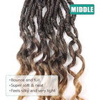 Faux Locs Crochet Hair 14 Inch Pre Looped Goddess Locs Crochet Hair 8 Packs Short Soft Faux Locs Crochet Hair Deep Wave Crochet Hair with Curly Ends Hair Extensions (14 Inch/Pack of 8, T27)