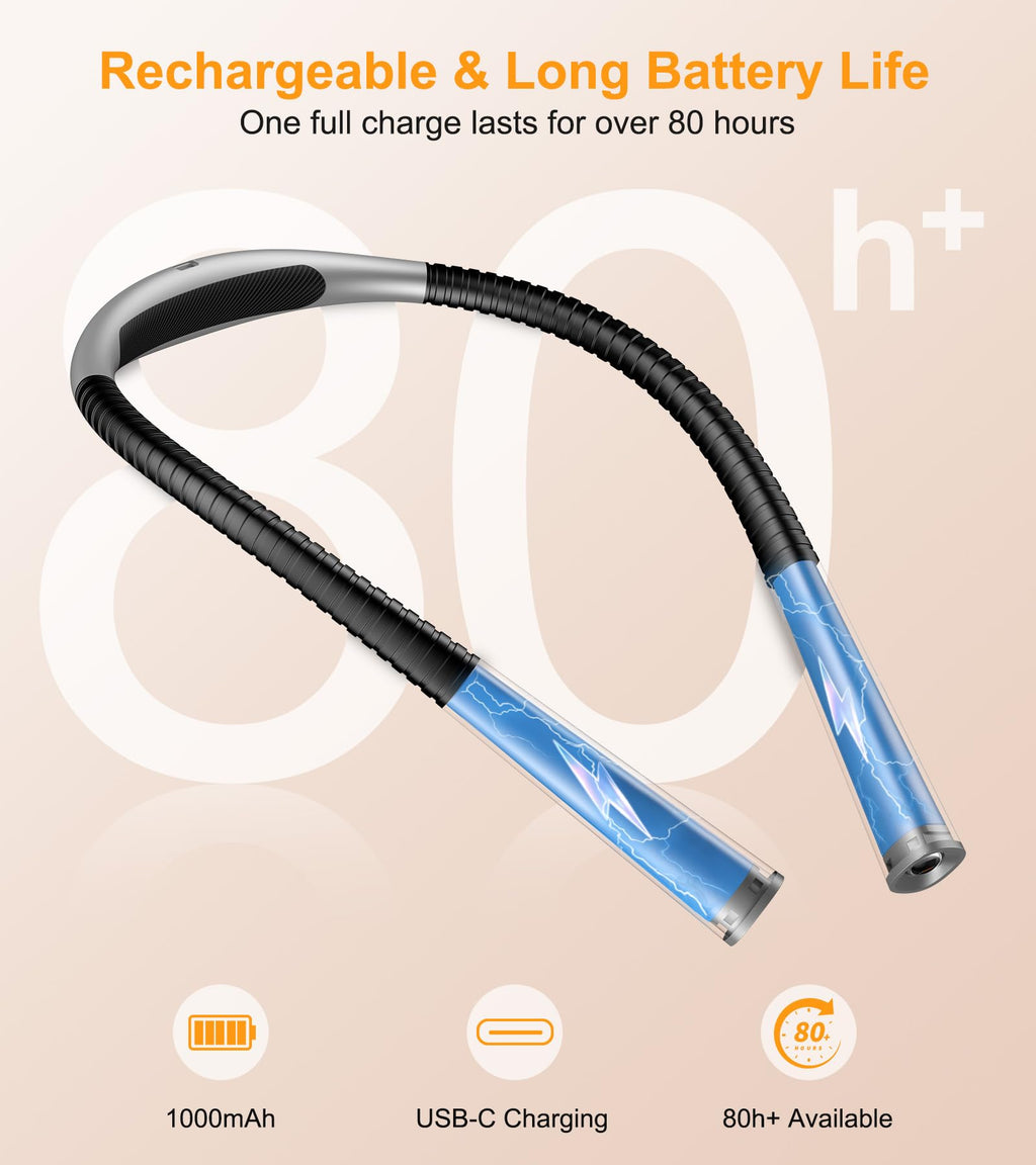 Gritin Book Light, Eye Caring 4-Color&5-Brightness Neck Light Reading Light