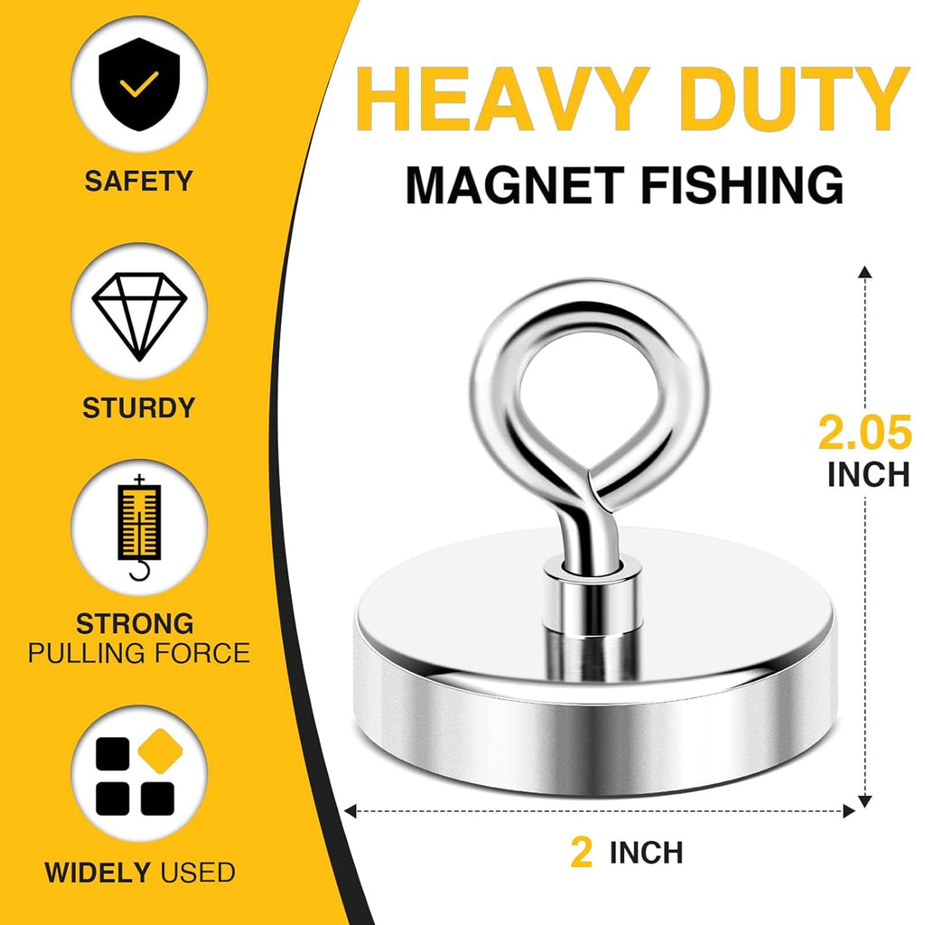 DIYMAG Fishing Magnet, 2 Inch 350 Lbs Large Strong Magnets for Lifting
