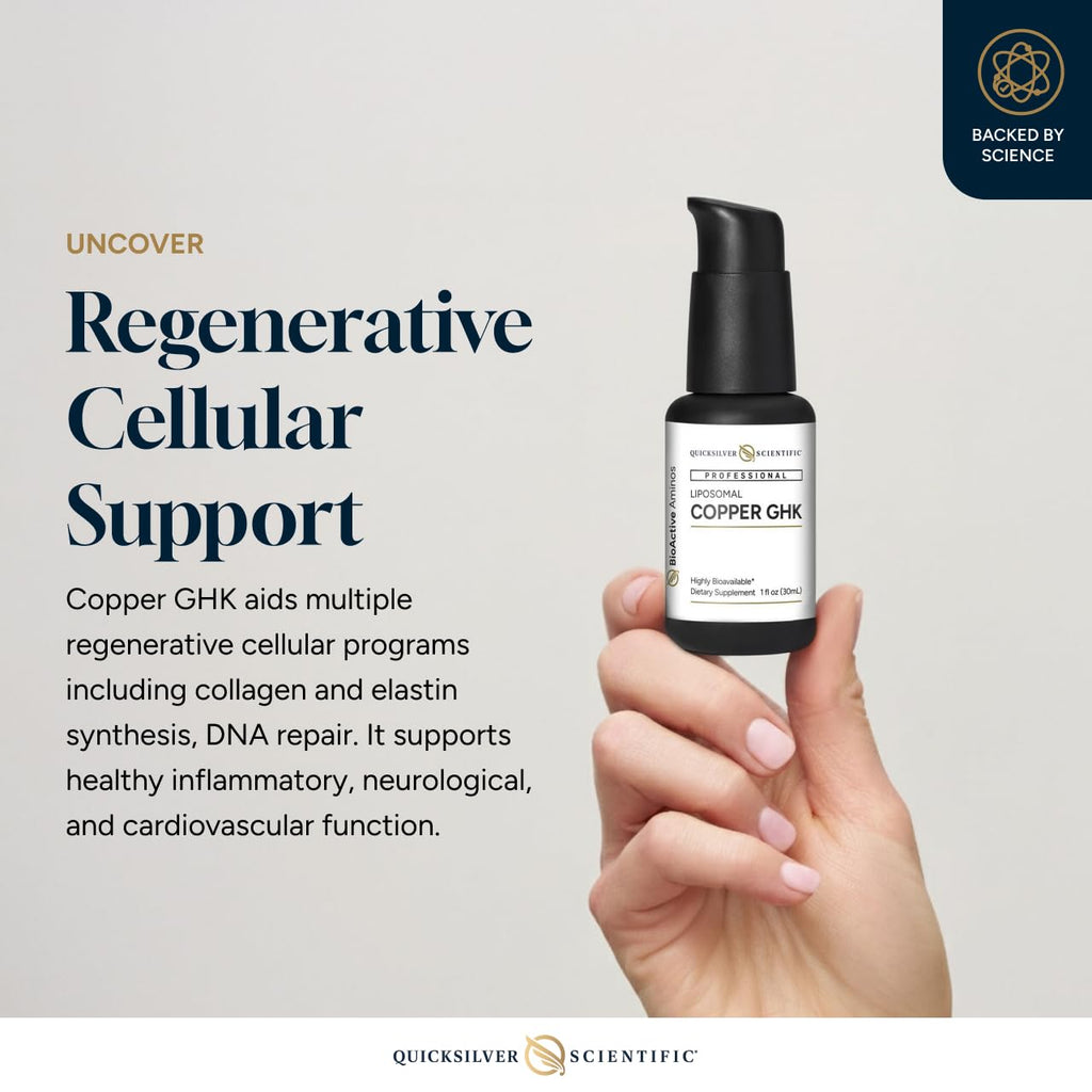 Quicksilver Scientific Oral Liposomal Copper GHK - Oral Liposomal Supplement for Collagen Support - Vegan, Gluten-Free, Sugar-Free & Non-GMO - 1 fl oz (30 Servings)