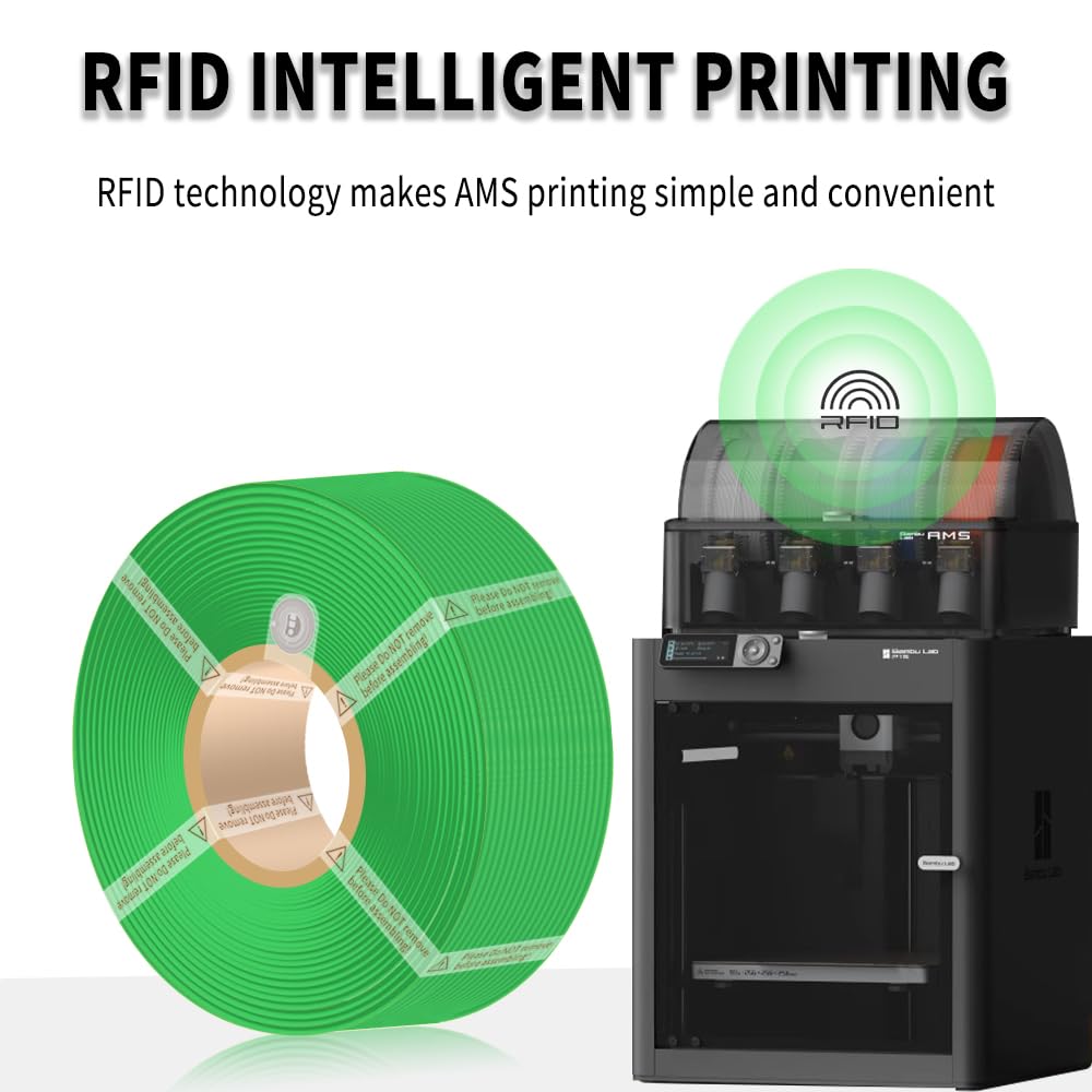 PLA Basic Refill Filament 1.75mm High-Speed, Easy to Print, Eco Friendly with RFID for Bambu Lab X1, X1C, P1S, P1P,A1, A1 MINI AMS 1KG (2.2lbs) Exclude Spool +/- 0.03mm (Light Grey 10104)