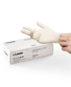 LANON 5 mil Latex Disposable Gloves, Food-Contact Grade, Powder-Free, Fully Textured, White, Medium