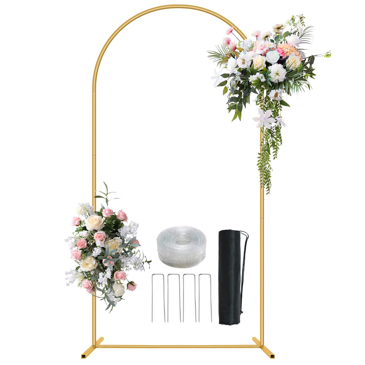 6.6FT Metal Arch Backdrop Stand Gold Wedding Balloon Frame Pergola Arbor