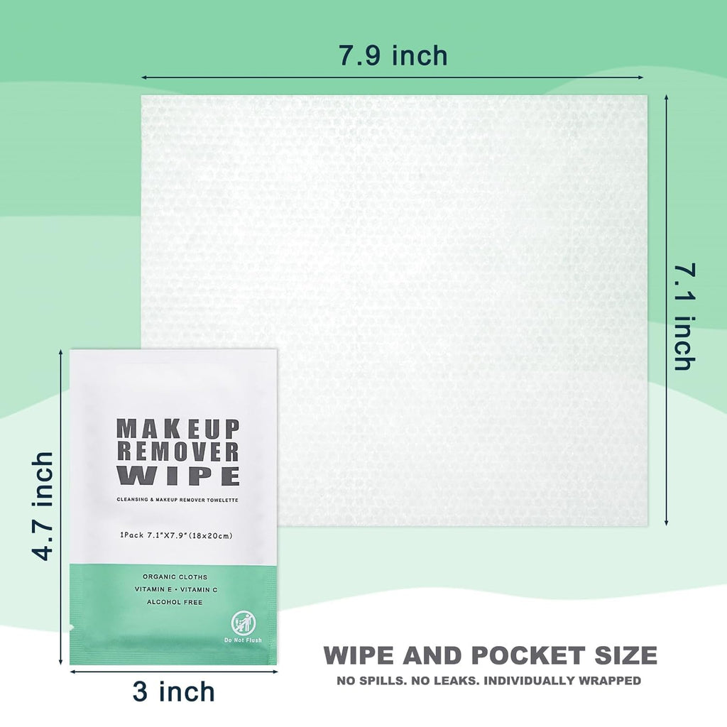 Gisdo 100 pcs Disposable Skin Cleansing Wipes, Individual Wrapped, Safe, Convenient, Lightweight, Remove Makeup(Green)