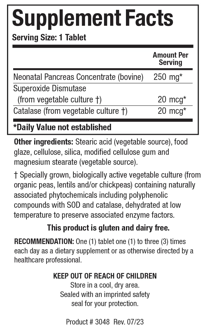 BIOTICS RESEARCH Cytozyme-PAN™ | Pancreas Tissue Concentrate with SOD & Catalase | Organ-Specific Nutritional Support | Gluten & Dairy Free | 90 Tablets