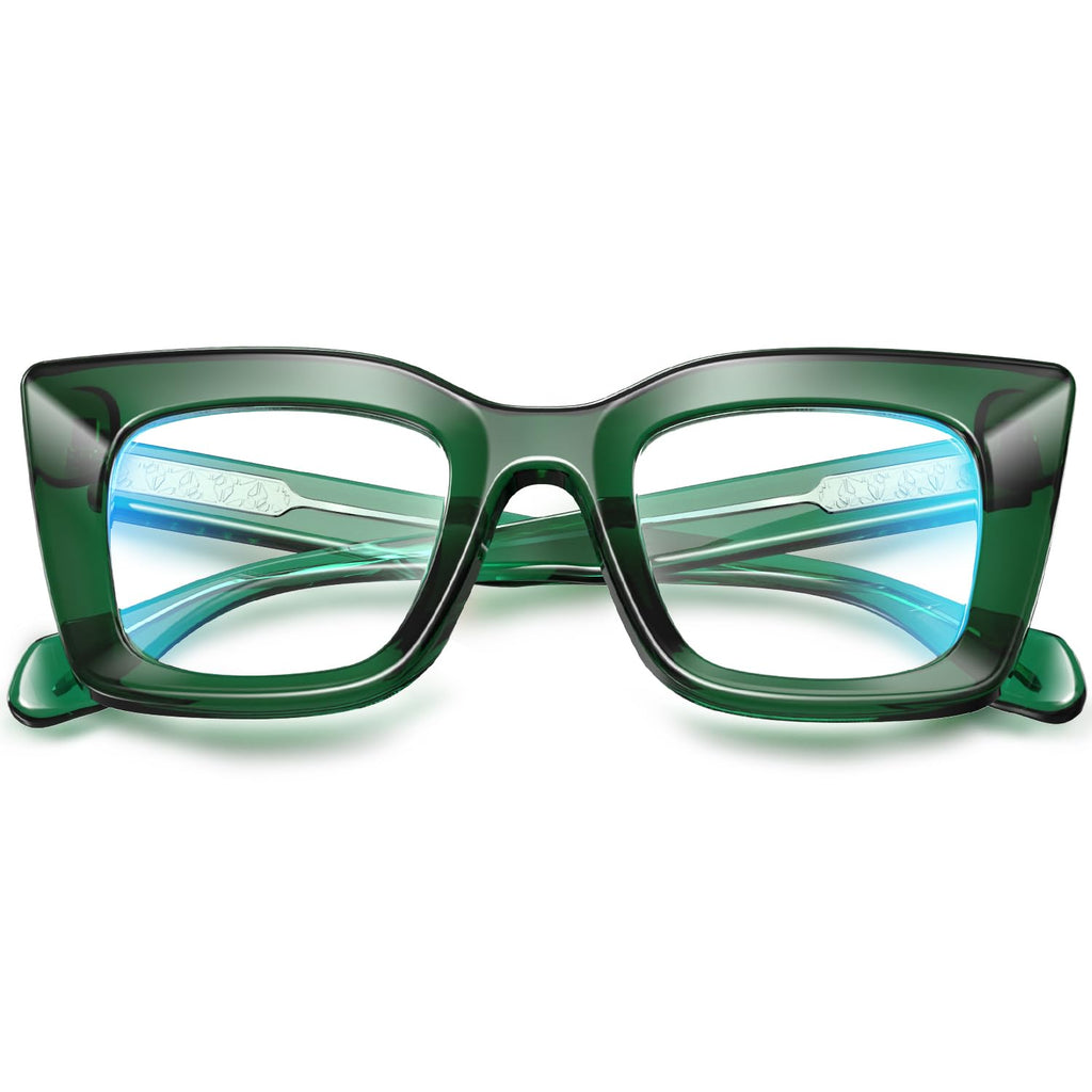 VISOONE Cat Eye Basil Green Blue Light Glasses TR90 UV Protection Women Calida