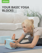 Trideer Yoga Block, Soft Non-Slip Surface Premium Foam Blocks, Supportive, Lightweight, Odor Resistant, Yoga Accessories for Pilates Meditation General Fitness Stretching Toning (Light Blue-2 Pack)