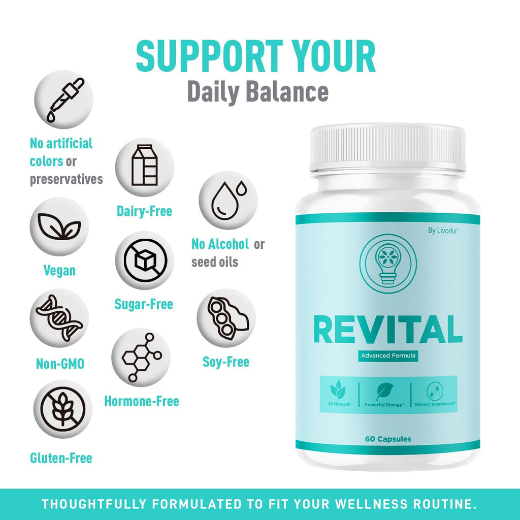 Revital Capsules - Official Revital Supplement Advanced Premium Formula - Maximum Strength, All Natural RevitalPills Support for Overall Health & Wellness Reviews, 60 Capsules for 1 Month