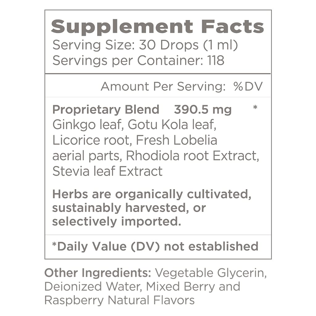 Natural Wellbeing Kids' Attention Gold - Natural Support for Focus and Concentration with Rhodiola - Mixed Berry & Raspberry Flavor - 4 oz (118 ml)
