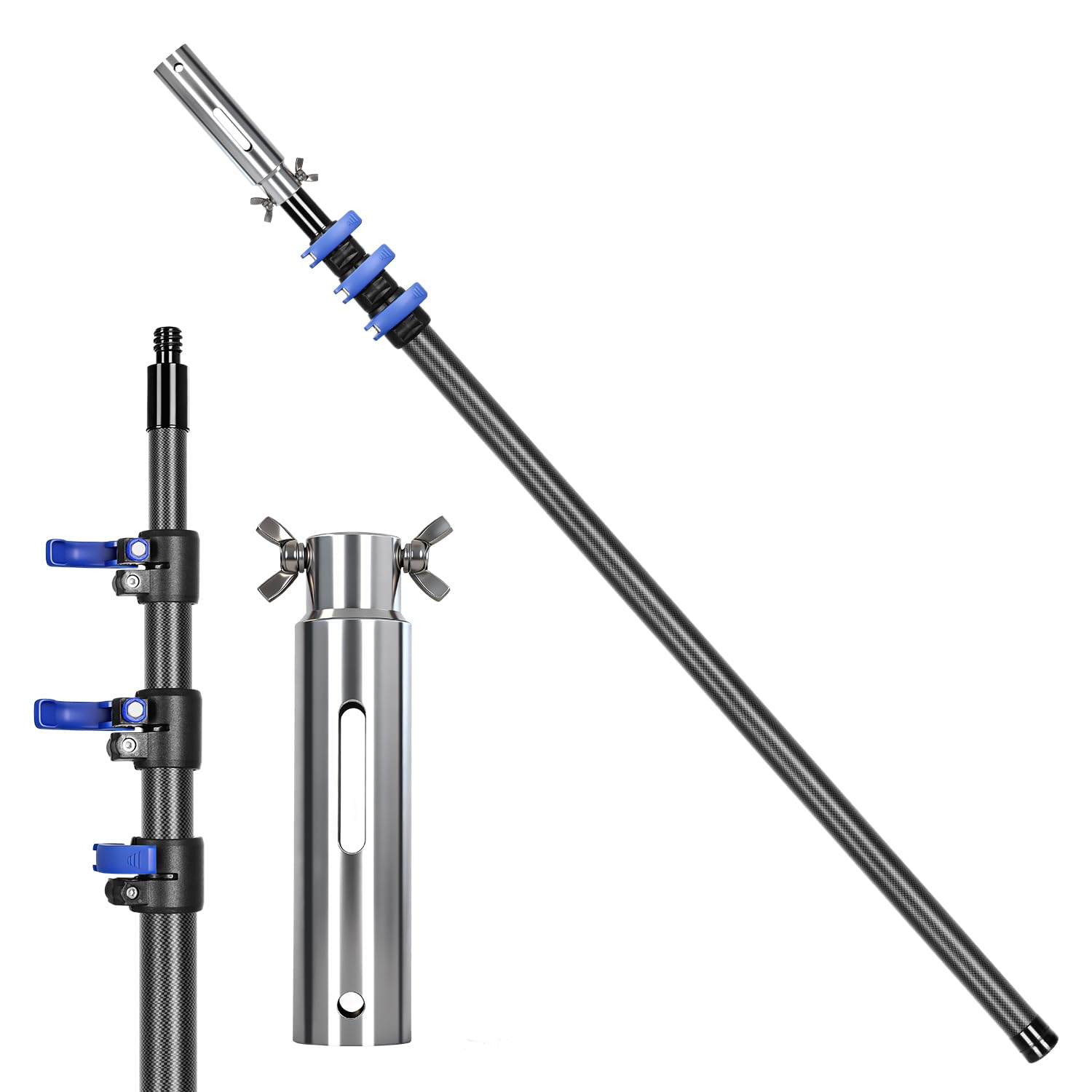 DOBEN Carbon Fiber Pool Pole, 16FT Heavy Duty Telescopic Pool Pole, Universal Extension Pole for Nets, Skimmers, Brushes
