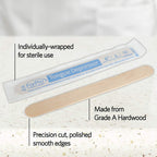 ForPro Professional Collection Senior Tongue Depressors, Large Wax Applicator Sticks, 6" Senior Sized, Sterile, Individually-Wrapped, 100-Count"