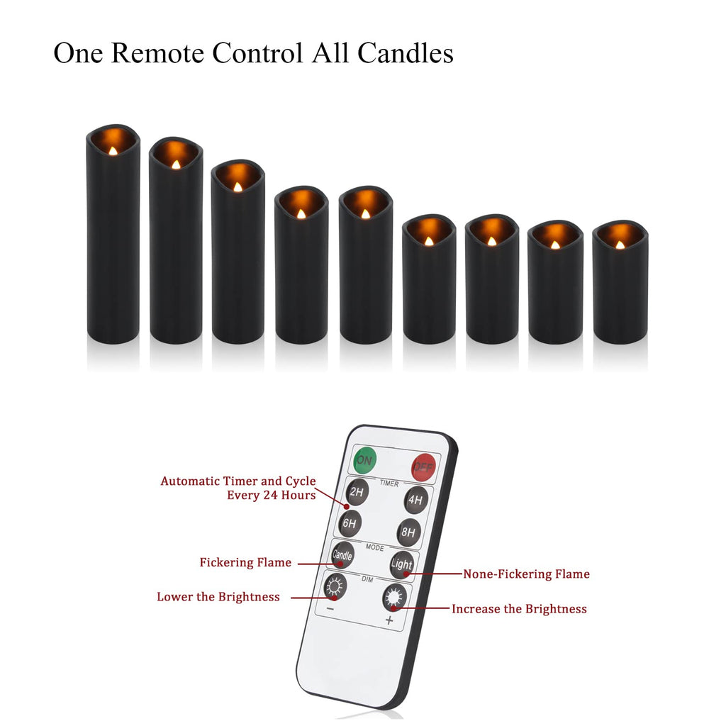 Vinkor Flameless Candles (Black Set of 9)
