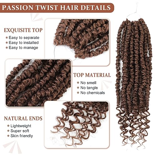 Passion Twist Hair,Pretwisted Crochet Hair 12 Inch,Passion Twist Crochet Hair 8 Packs Pretwisted Passion Twist Hair,Short Pre Looped Crochet Hair for Black Women(30#)