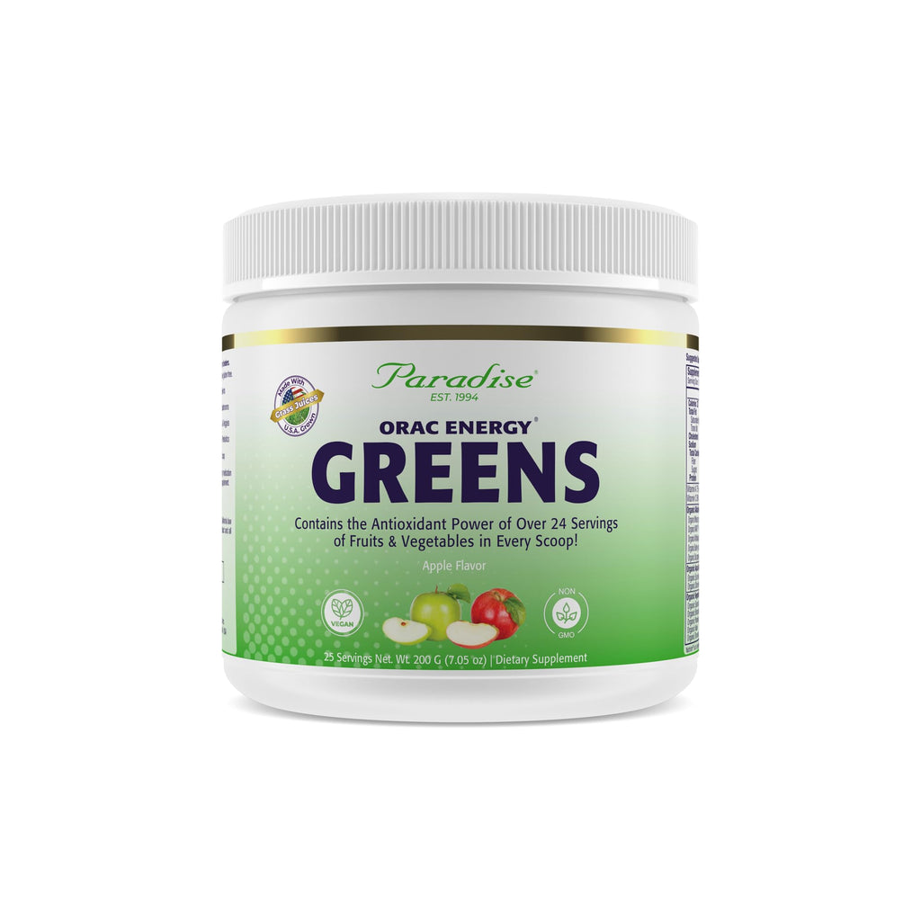 Paradise Herbs ORAC Energy Greens, Apple Superfood Powder, Over 40,000 ORAC Antioxidants, Organic Greens, Berries, Mushrooms & Probiotics, Non-GMO, Gluten-Free, 25 Servings
