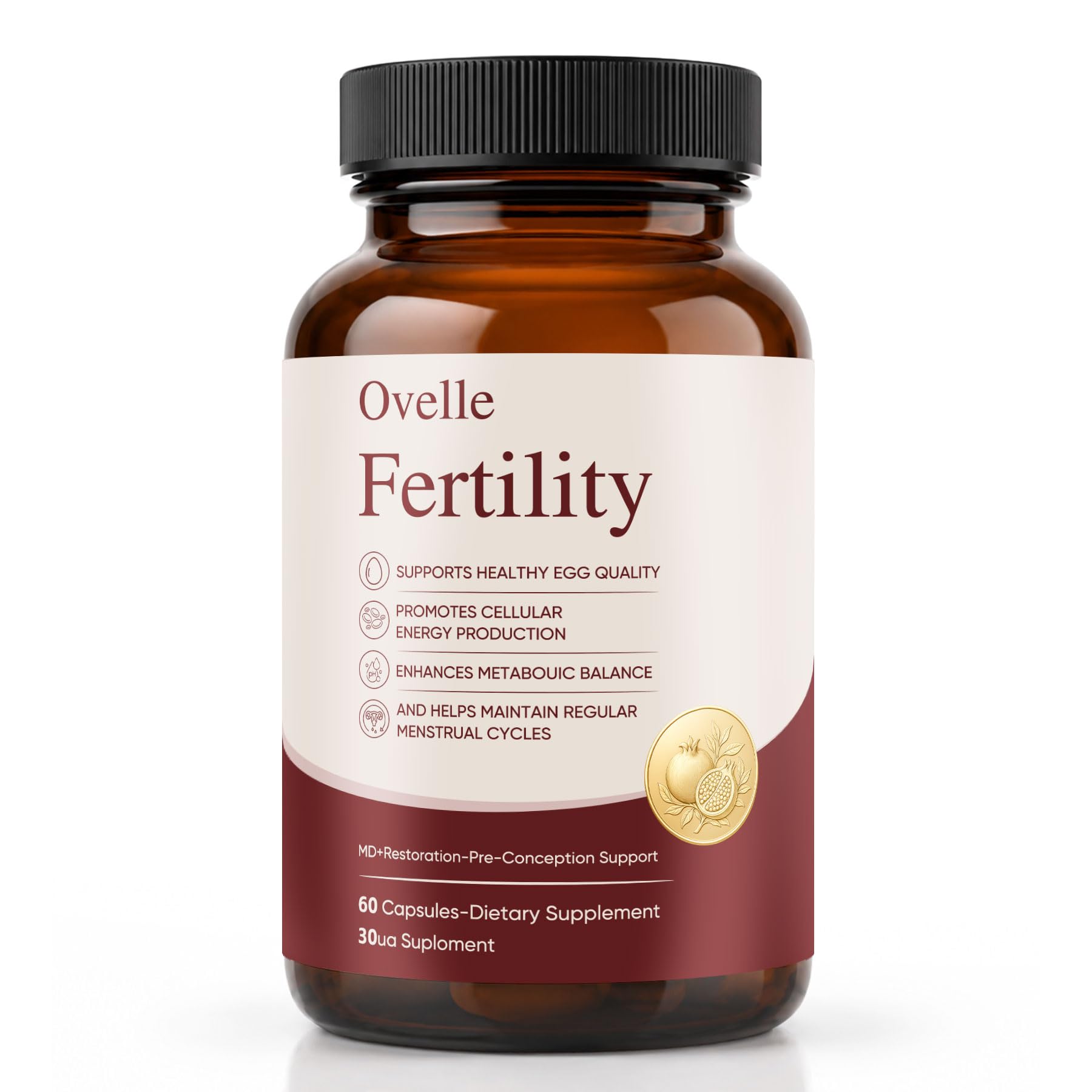 OVELLE FERTILITY Supplement for Women, Hormonal Balance & NAD+ Energy Support, 60 Vegetarian Capsules
