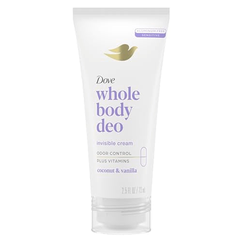 Dove Whole Body Deo Aluminum Free Invisible Cream Deodorant Coconut & Vanilla 72h Odor Control 2.5oz + Dove Advanced Care Antiperspirant Deodorant Stick Caring Coconut Twin Pack 2.6oz