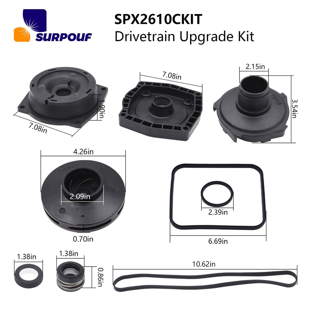SPX2610CKIT Drivetrain Upgrade Kit Replacement for Hayward Super Pump 1600X, 1-1/2-HP – Restore Performance with Durable, Easy-to-Install Parts