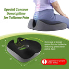 anzhixiu Concave U Surface Donut Pillow for Tailbone Pain Cradle Tailbone Reducing Pressure on Pelvis- Hemorrhoid Pillow for Office, Car, Home Seat- Black/Gray