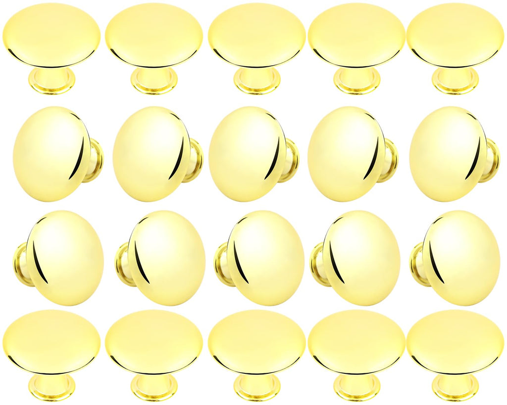 HUGOLEM 20 Pack Frosted Golden Round Kitchen Cabinet Knobs Cupboard Door Knobs Drawer Handle Pulls Dresser Knobs with 20 Pcs Screws for Bathroom Drawer Door Hardware