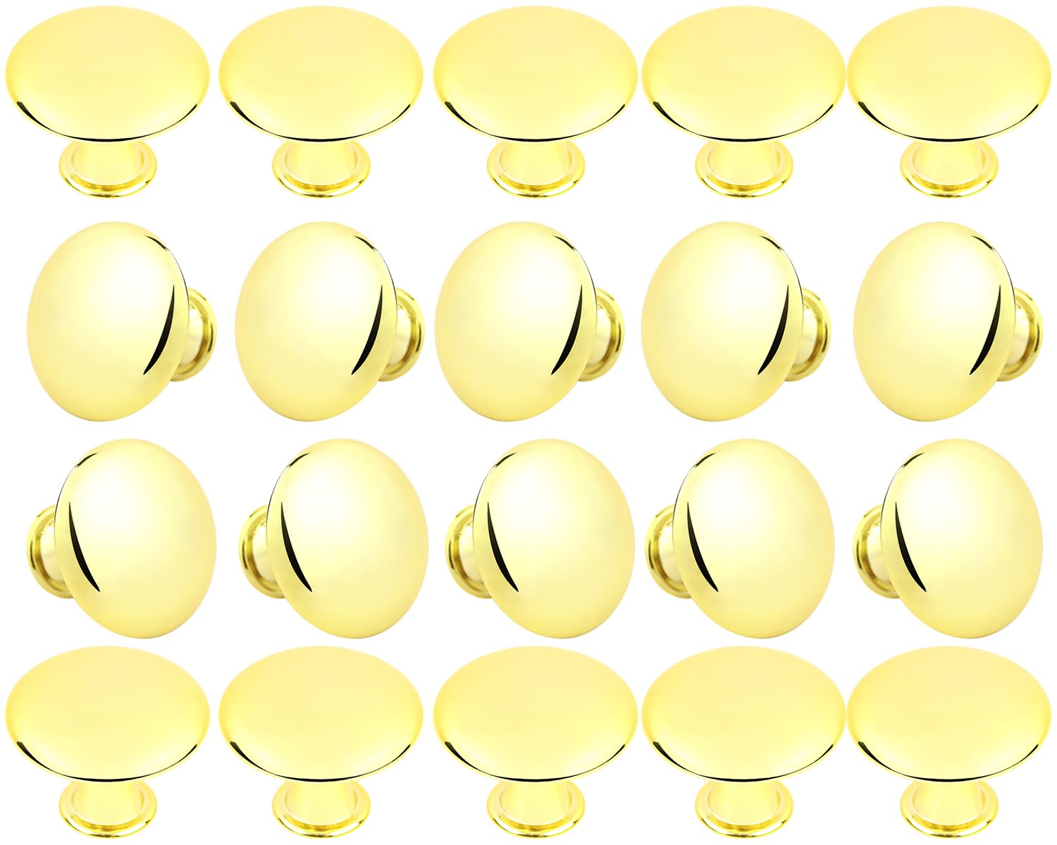 HUGOLEM 20 Pack Frosted Golden Round Kitchen Cabinet Knobs Cupboard Door Knobs Drawer Handle Pulls Dresser Knobs with 20 Pcs Screws for Bathroom Drawer Door Hardware