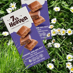 7th Heaven, Vegan Caramel and Sea Salt Oat Milk Chocolate Bars (3.5oz Full Size Candy Bars - 4 Packs) - Perfect for Easter Candy, Plant Based Dairy Free Chocolate with Peanut Butter Filling, Fair Trade Cocoa & Coconut Oil, Kosher Parve