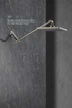 15 Inch Extra Long Adjustable Shower Head Extension Arm With Locking Set Screw, Singing Rain 304 Stainless Steel Angle Height Adjustable, G1/2 Universal Connector Compatible (Nickel Brushed)