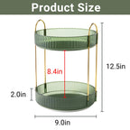 Asayuee 360 Rotating Makeup Organizer for Vanity,2 Tier Large Capacity Skincare Organizers,Bathroom Counter Organizer, Spinning Perfume Organizer & Vanity Organizer (Green-2 Tier)