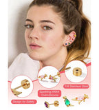 Ngiftey 8 Pairs Screw Back Stud Earrings, Gold Plated