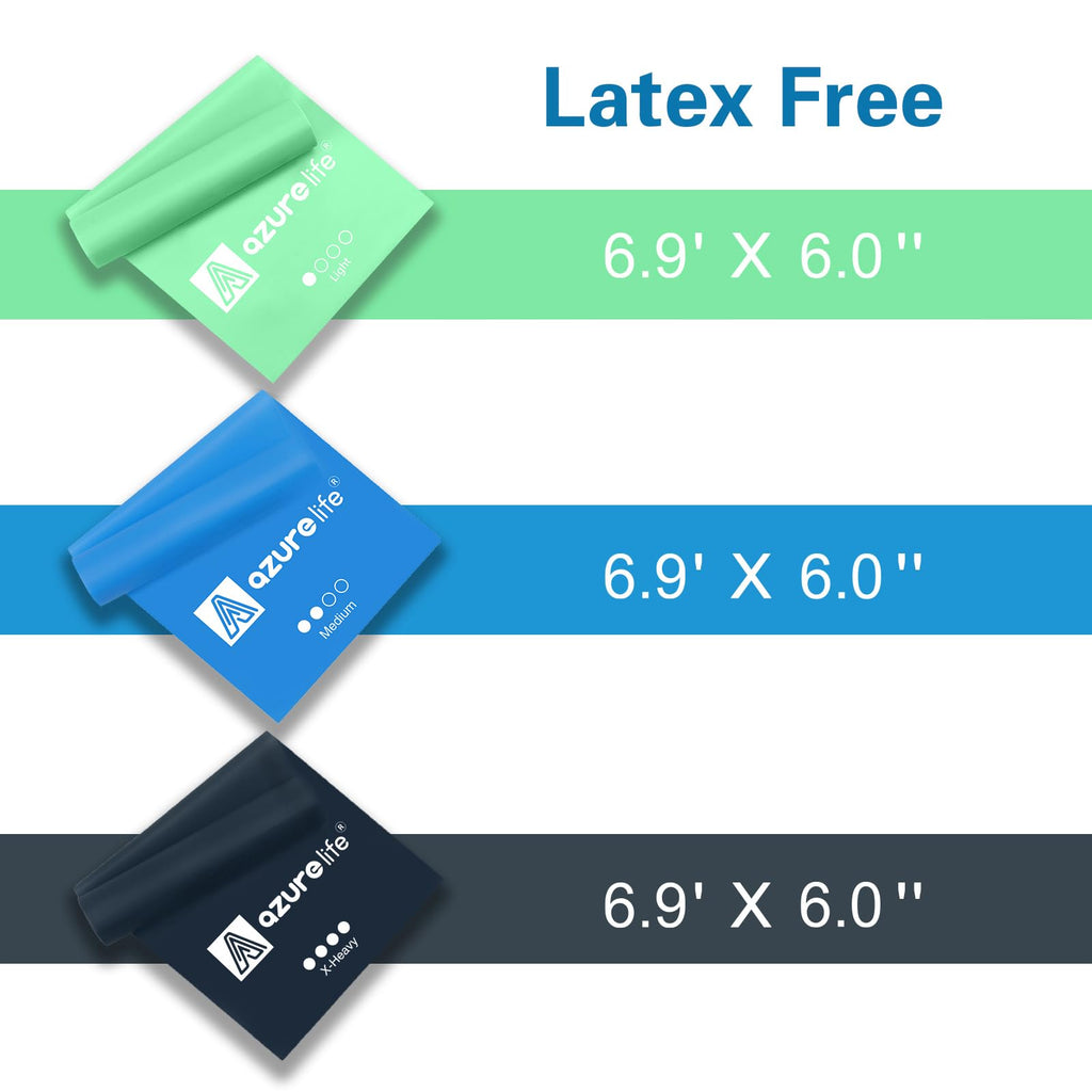 A AZURELIFE Resistance Bands,Professional Long Non-Latex Elastic Stretch Bands,Exercise Bands for Physical Therapy, Yoga, Pilates, Rehab, at-Home or The Gym Workouts, Strength Training